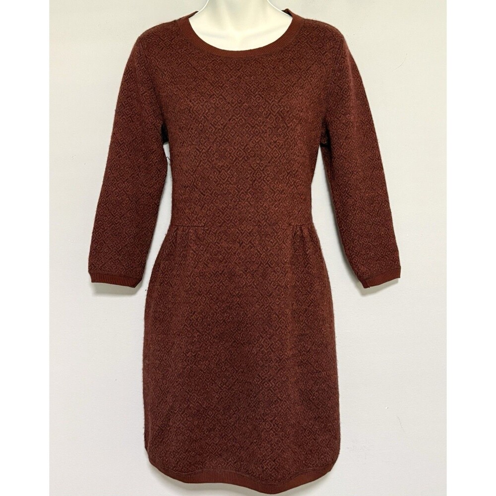 Peruvian Connection Alpaca Wool Tunic Sweater Dress Sz S Rust Soft Knit Pockets!